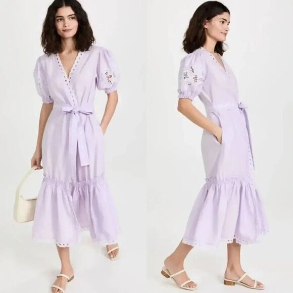 Fanm Mon Cide Wrap Dress $368, White Linen S - Picture 7 of 8